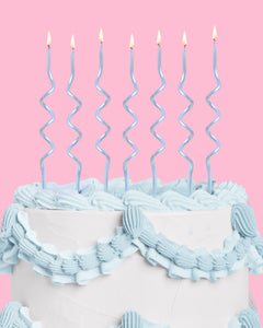 Pearl Blue Candles - 10 wavy candles