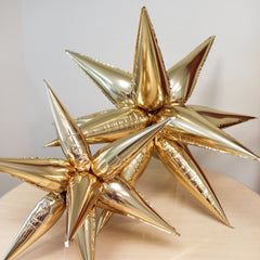 Silver Starburst Cluster Balloon | 12-Point Metallic Foil Star