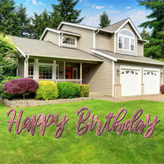 Sparkle Cursive Happy Birthday Quick Set Yard Card - 5 pc set