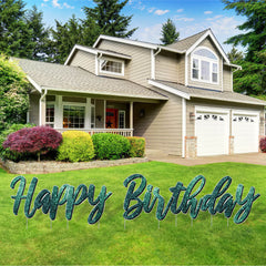 Sparkle Cursive Happy Birthday Quick Set Yard Card - 5 pc set