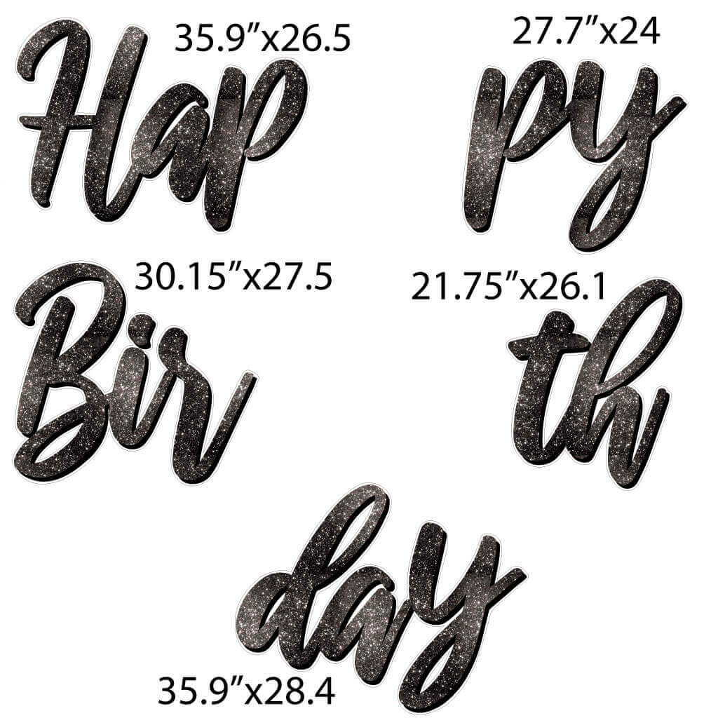 Sparkle Cursive Happy Birthday Quick Set Yard Card - 5 pc set