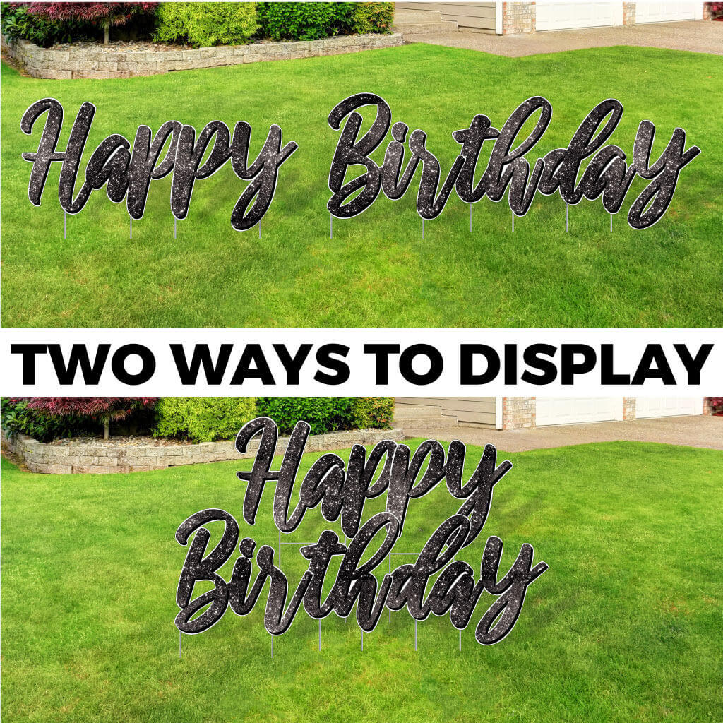 Sparkle Cursive Happy Birthday Quick Set Yard Card - 5 pc set