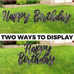 Sparkle Cursive Happy Birthday Quick Set Yard Card - 5 pc set