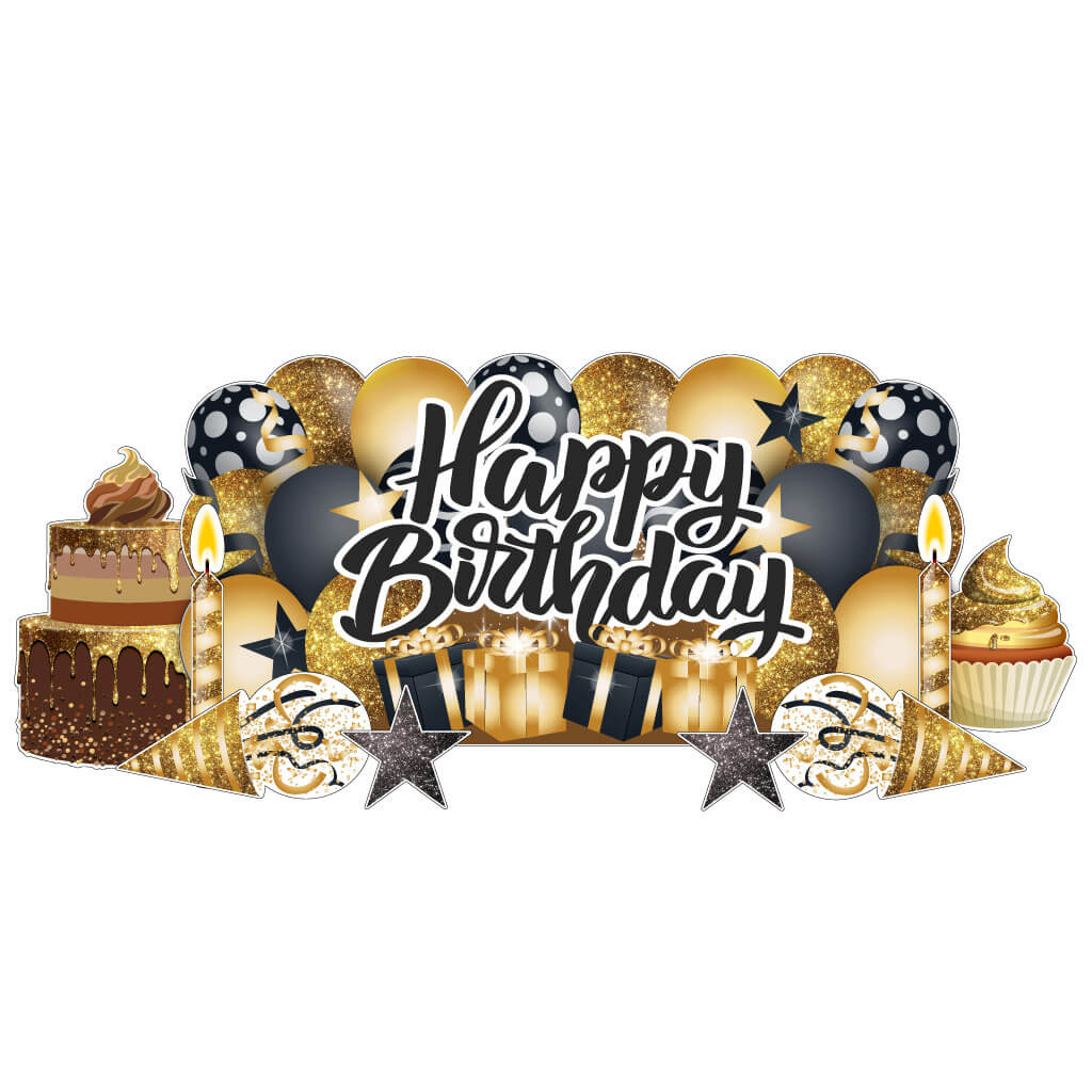 Sparkle Happy Birthday Oversized EZ Yard Card Sign Display - 9 pc set