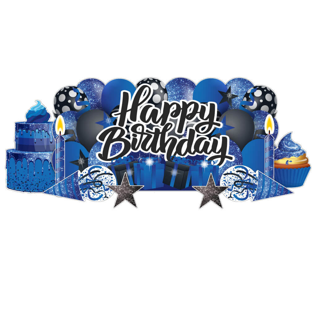 Sparkle Happy Birthday Oversized EZ Yard Card Sign Display - 9 pc set
