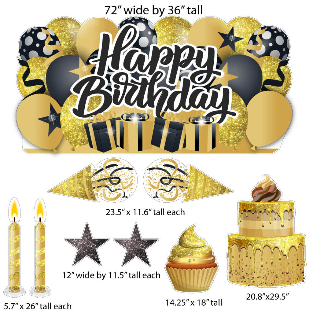 Sparkle Happy Birthday Oversized EZ Yard Card Sign Display - 9 pc set