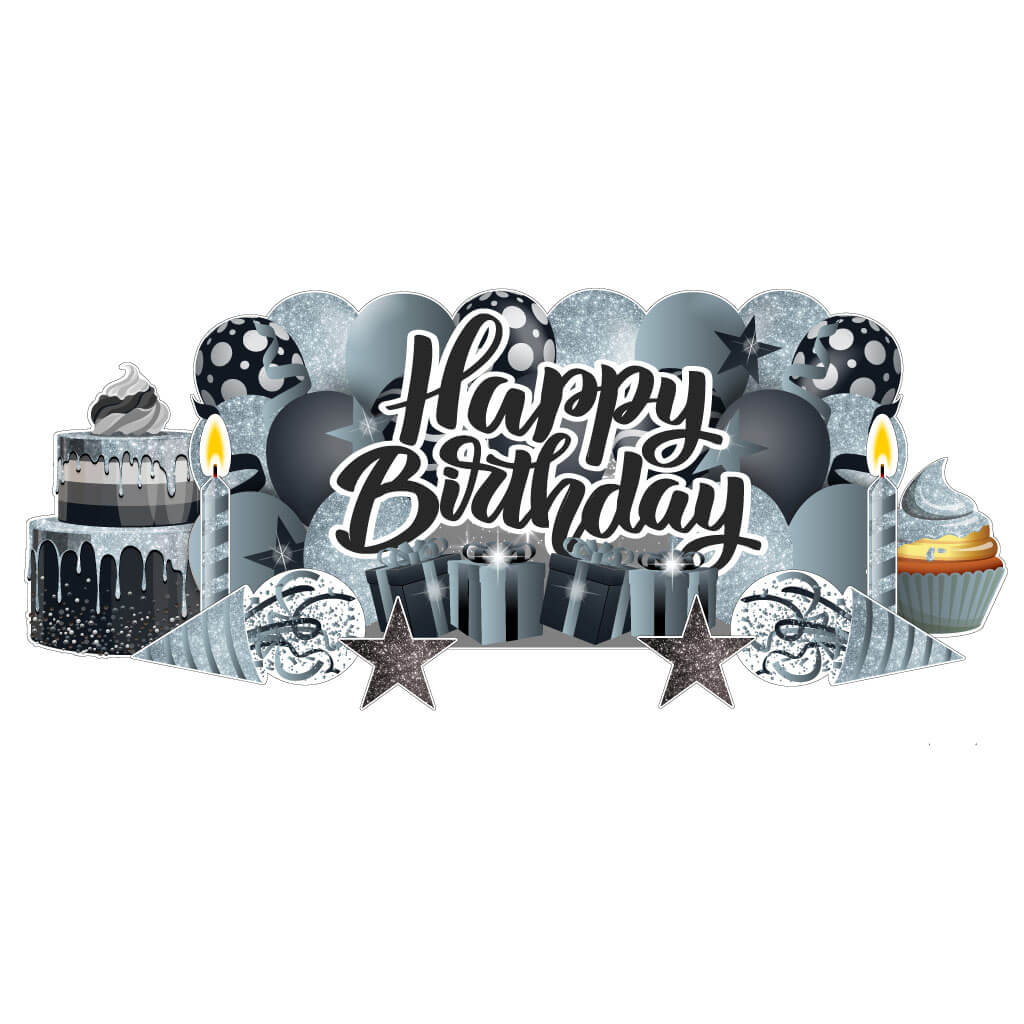 Sparkle Happy Birthday Oversized EZ Yard Card Sign Display - 9 pc set