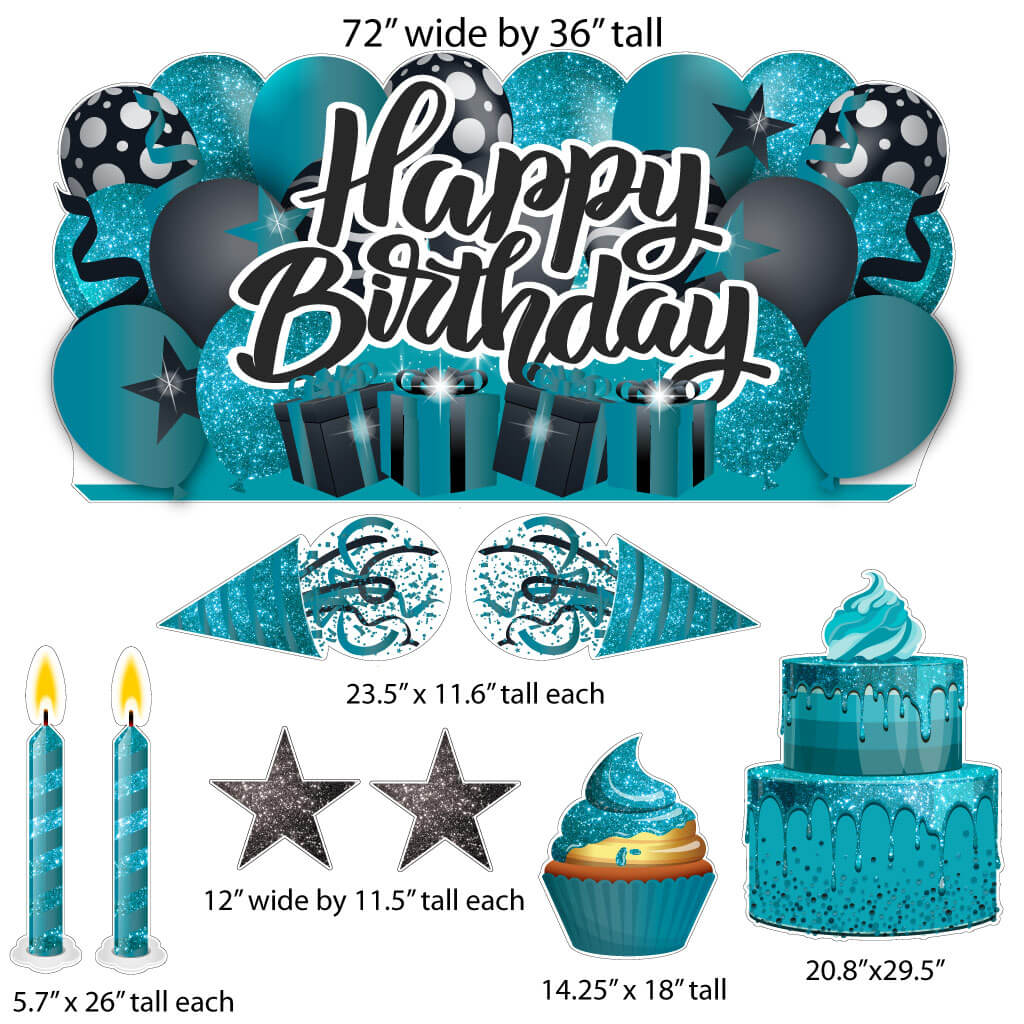 Sparkle Happy Birthday Oversized EZ Yard Card Sign Display - 9 pc set