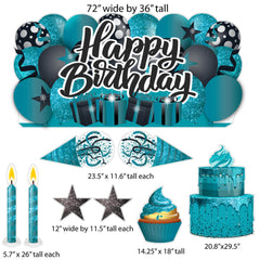 Sparkle Happy Birthday Oversized EZ Yard Card Sign Display - 9 pc set