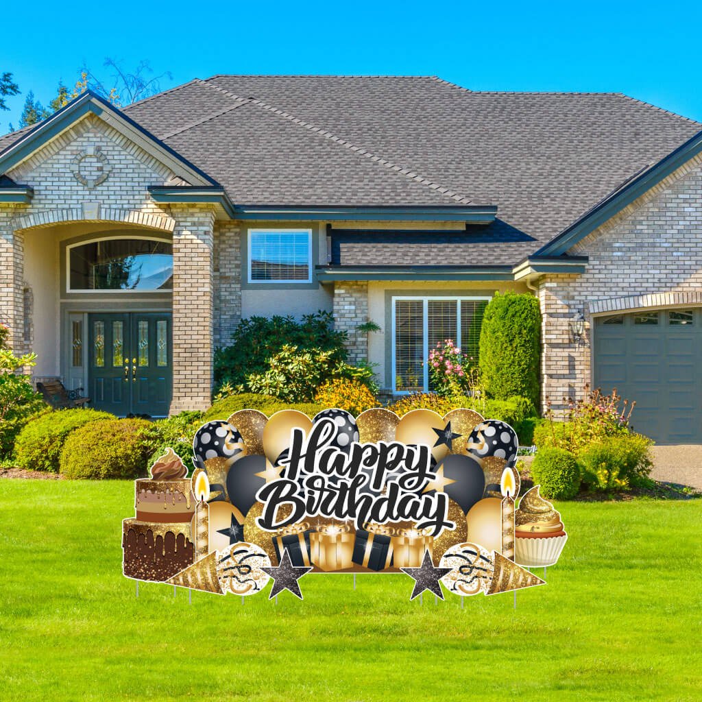 Sparkle Happy Birthday Oversized EZ Yard Card Sign Display - 9 pc set