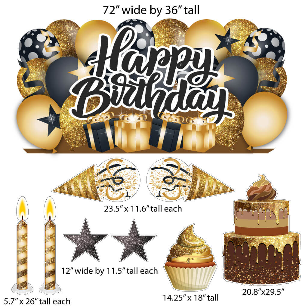Sparkle Happy Birthday Oversized EZ Yard Card Sign Display - 9 pc set