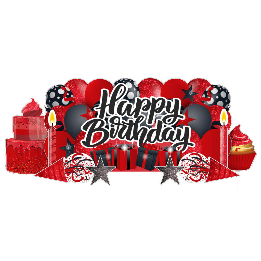 Sparkle Happy Birthday Oversized EZ Yard Card Sign Display - 9 pc set