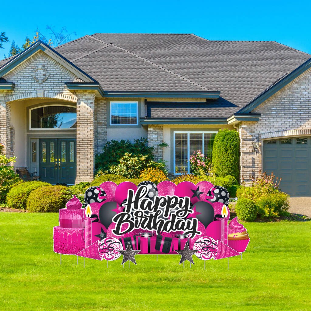 Sparkle Happy Birthday Oversized EZ Yard Card Sign Display - 9 pc set