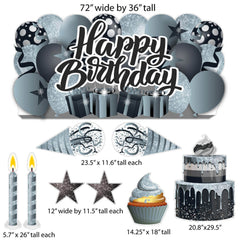 Sparkle Happy Birthday Oversized EZ Yard Card Sign Display - 9 pc set