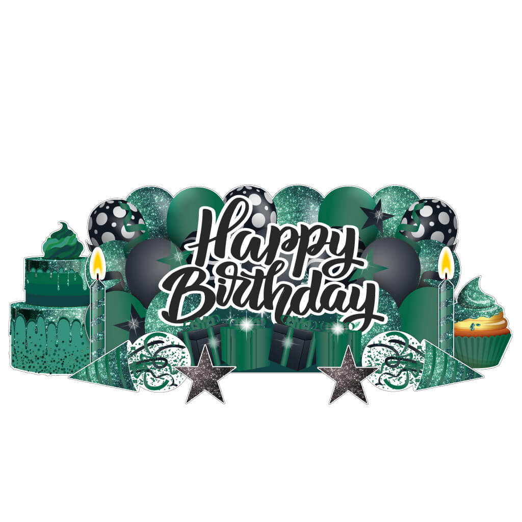 Sparkle Happy Birthday Oversized EZ Yard Card Sign Display - 9 pc set
