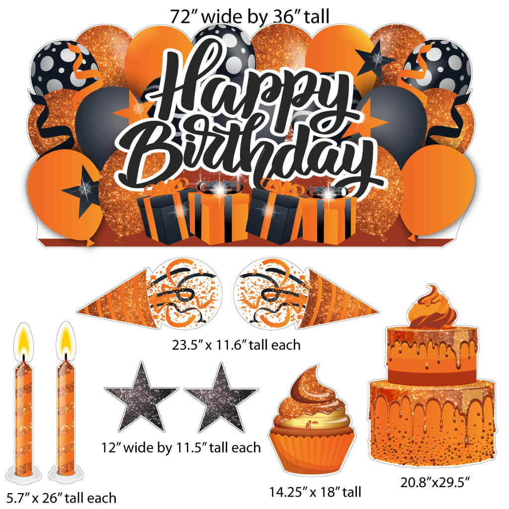 Sparkle Happy Birthday Oversized EZ Yard Card Sign Display - 9 pc set