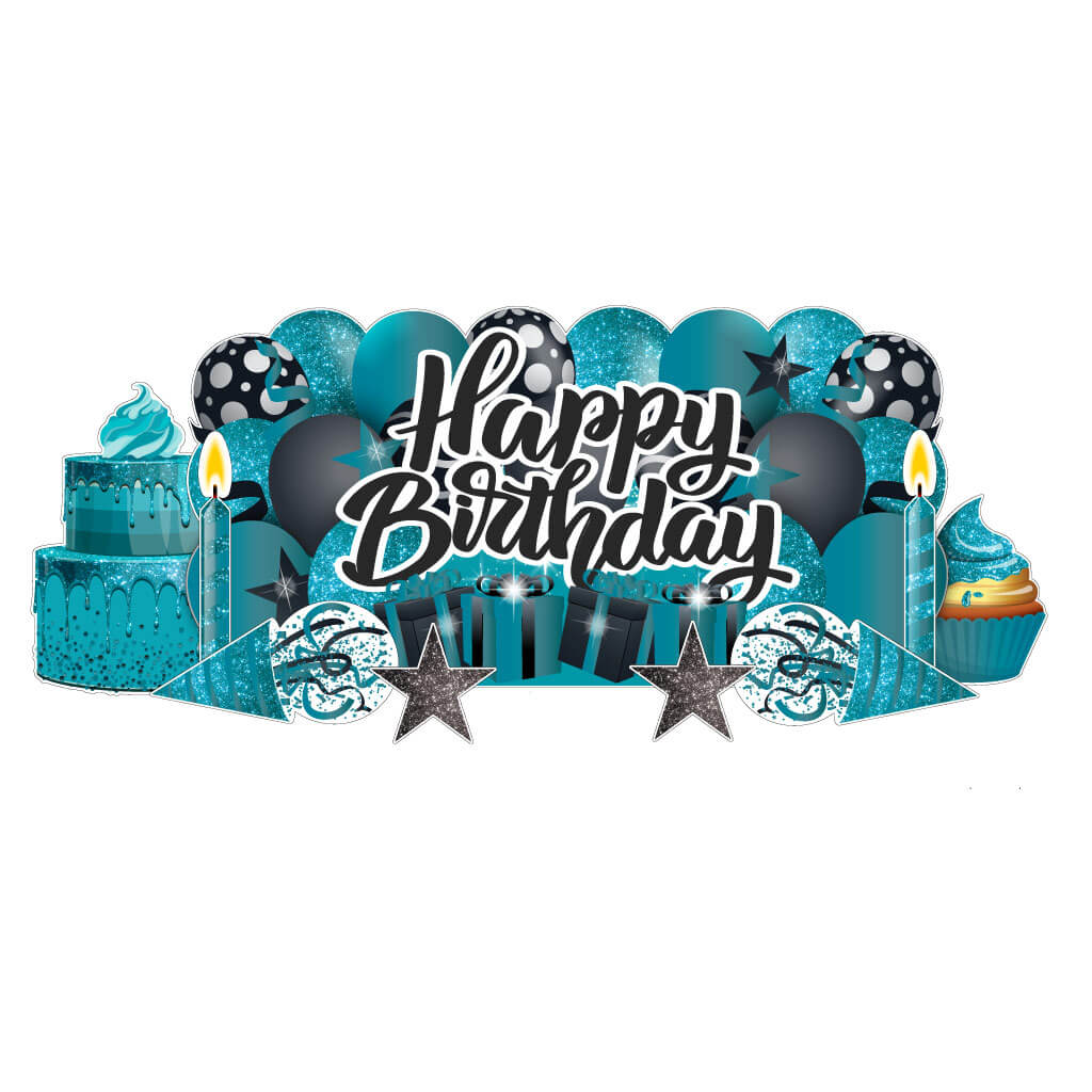 Sparkle Happy Birthday Oversized EZ Yard Card Sign Display - 9 pc set