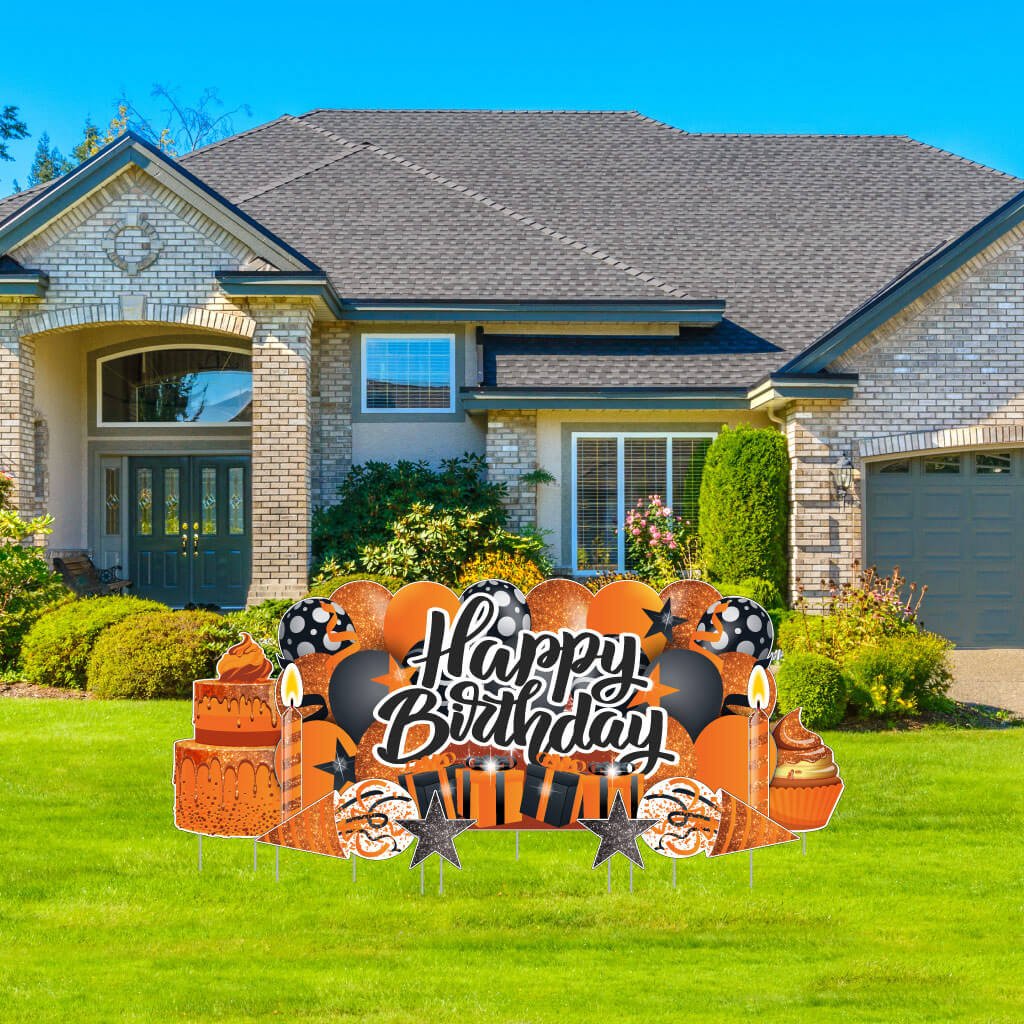 Sparkle Happy Birthday Oversized EZ Yard Card Sign Display - 9 pc set