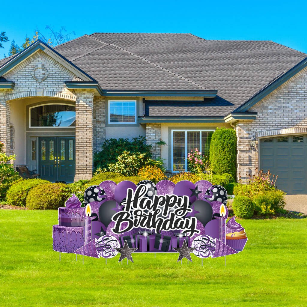 Sparkle Happy Birthday Oversized EZ Yard Card Sign Display - 9 pc set