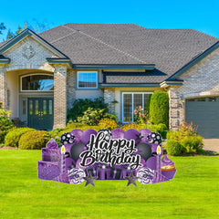 Sparkle Happy Birthday Oversized EZ Yard Card Sign Display - 9 pc set