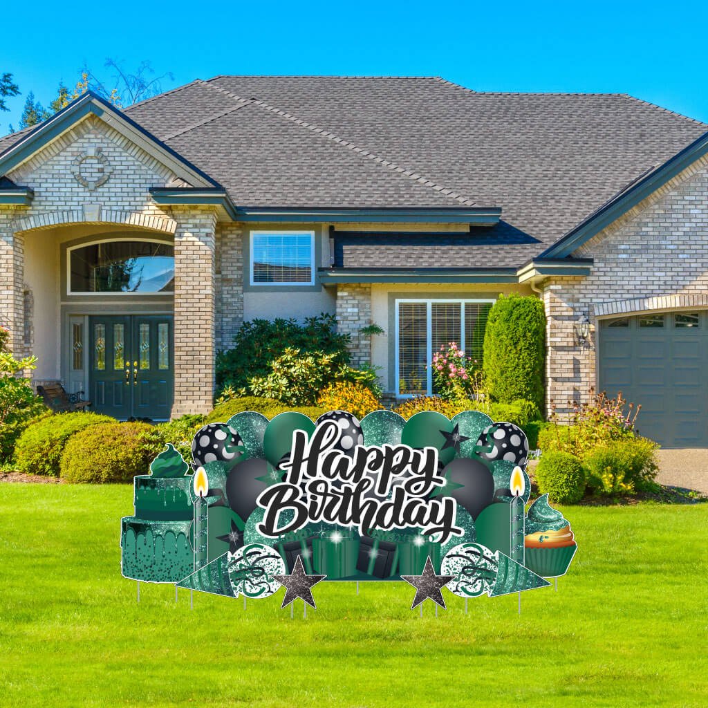 Sparkle Happy Birthday Oversized EZ Yard Card Sign Display - 9 pc set