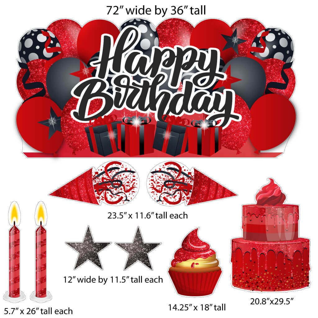 Sparkle Happy Birthday Oversized EZ Yard Card Sign Display - 9 pc set