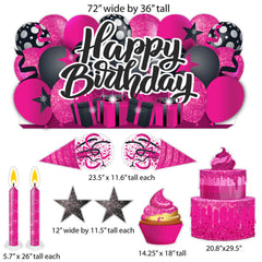 Sparkle Happy Birthday Oversized EZ Yard Card Sign Display - 9 pc set