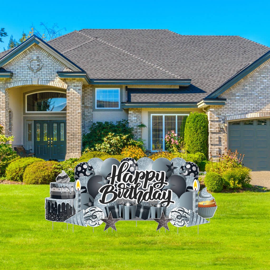 Sparkle Happy Birthday Oversized EZ Yard Card Sign Display - 9 pc set