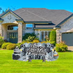 Sparkle Happy Birthday Oversized EZ Yard Card Sign Display - 9 pc set