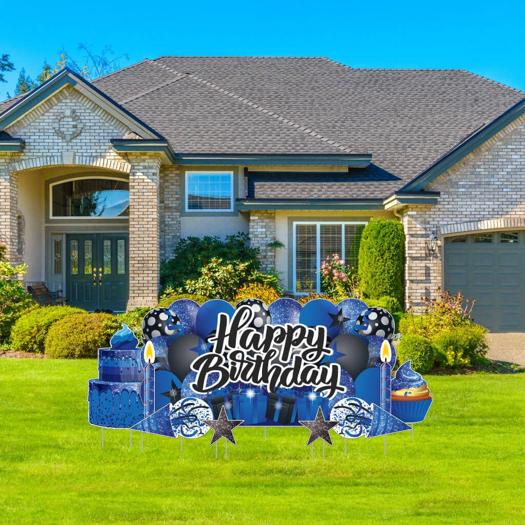 Sparkle Happy Birthday Oversized EZ Yard Card Sign Display - 9 pc set