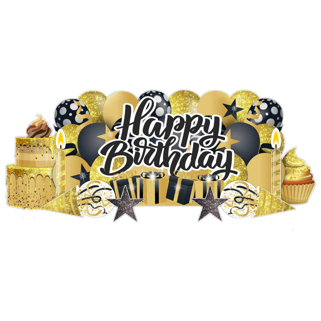 Sparkle Happy Birthday Oversized EZ Yard Card Sign Display - 9 pc set