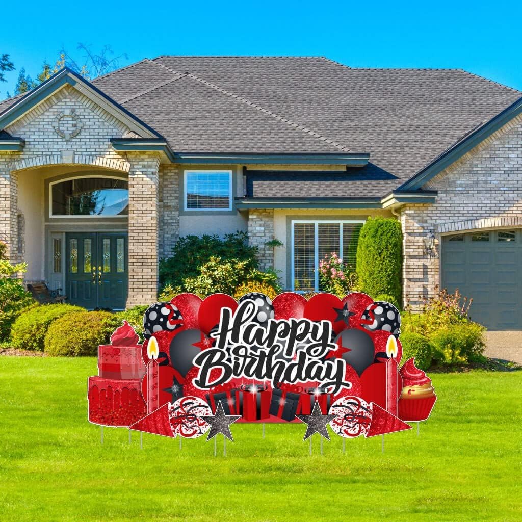 Sparkle Happy Birthday Oversized EZ Yard Card Sign Display - 9 pc set