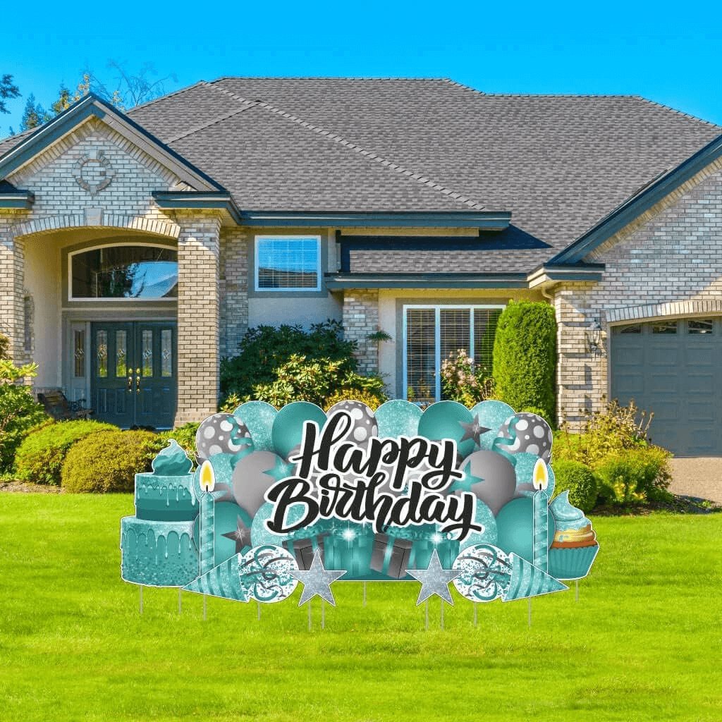 Sparkle Happy Birthday Oversized EZ Yard Card Sign Display - 9 pc set