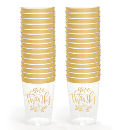 Give Thanks Cups - 30 gold foil plastic cups