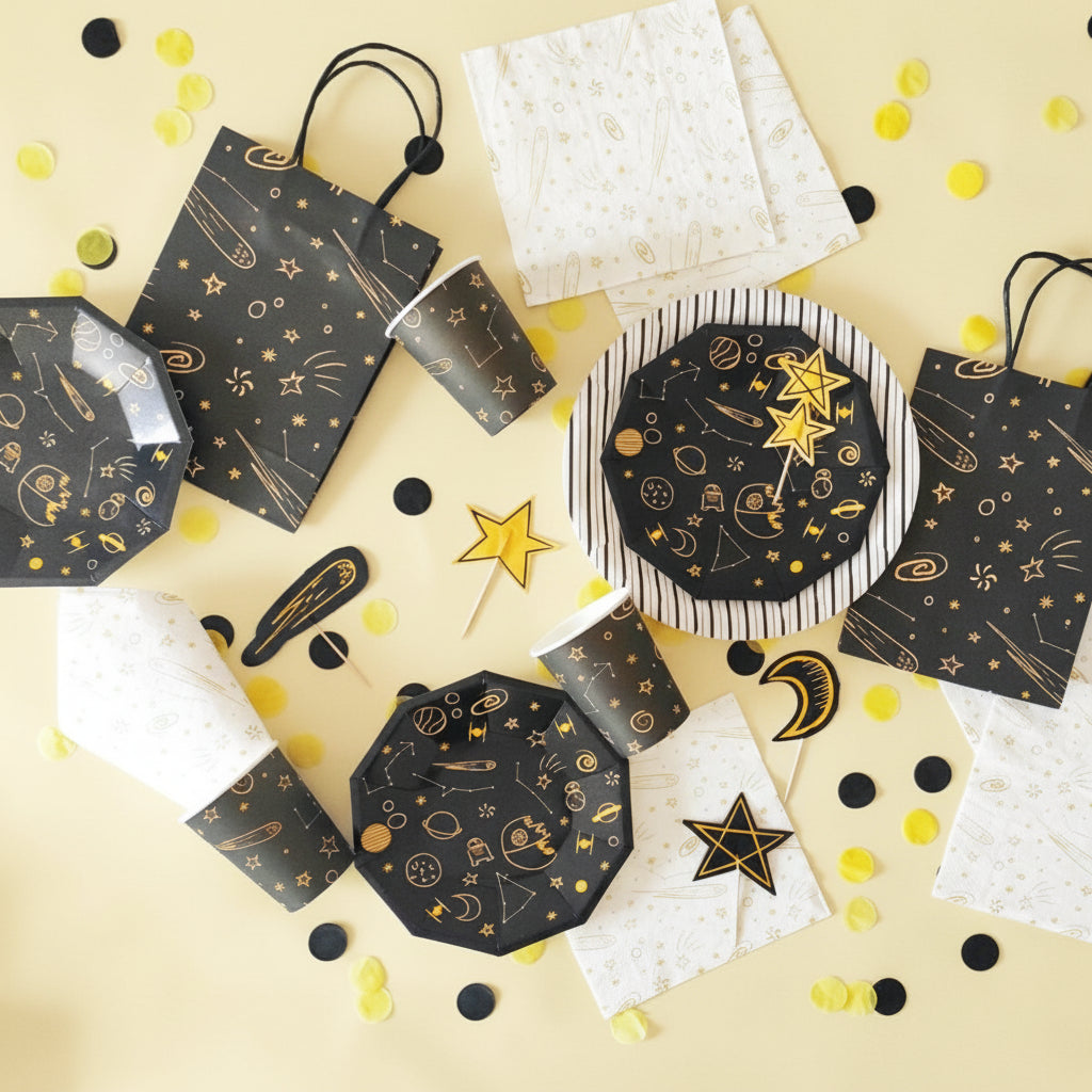 Space Galaxy Small Plates 7" (Set of 8) – Planets Stars Birthday Party Supplies