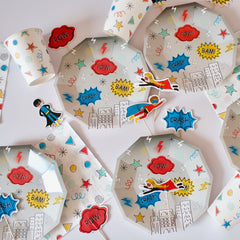 Superhero Small Plates 7" (Set of 8) – Boys Birthday Party Supplies