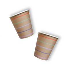 Tan Striped Cups (8pcs)