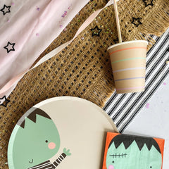 Tan Striped Cups (8pcs)