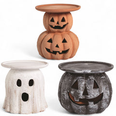 Terracotta Halloween Pillar Candle Holder