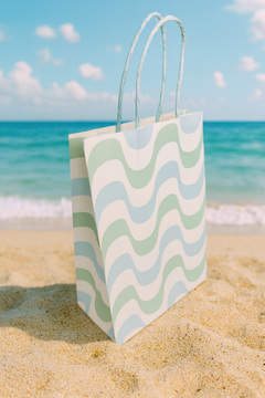 Blue & Mint Sea Waves Party Favor Bags (Set of 8)