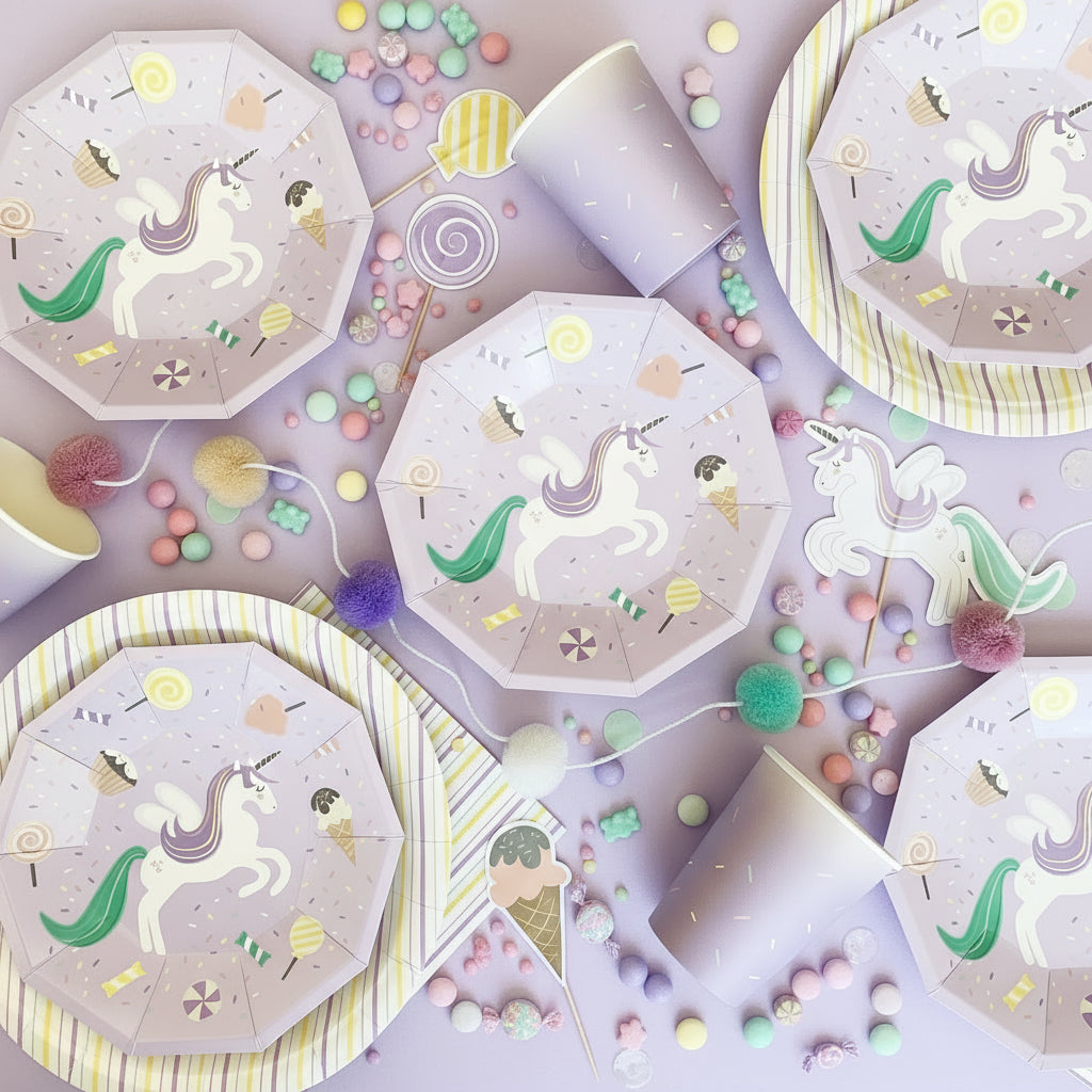 Multicolor Pastel Stripes Paper Plates 9" (Set of 8) – Rainbow Party Supplies