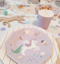 Sweet Unicorn Small Plates 7" (Set of 8) – Girls Unicorn Birthday Party Supplies