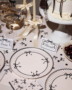 Little Black Bow Plates - 25 paper plates