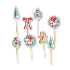 Vintage Christmas Cupcake Toppers (8pcs)