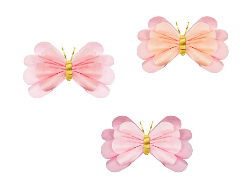 Whimsical Tissue Paper Butterflies - Hanging Party Decor | 3 Pieces
