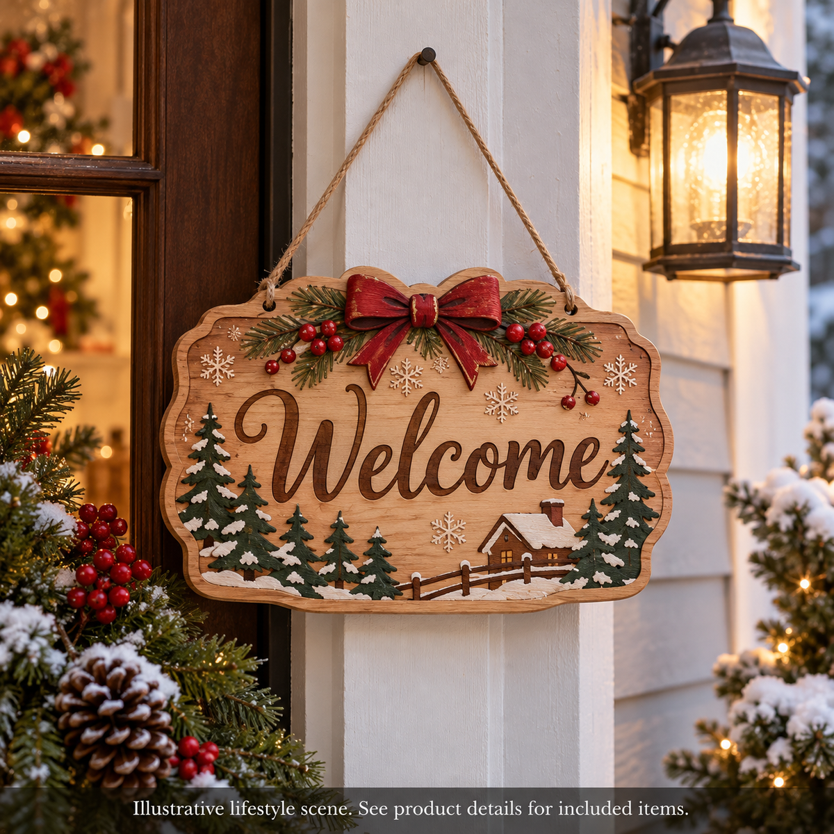 Wooden Christmas Welcome Sign