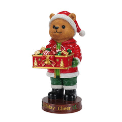 Christmas Bear Statue with Storage Tray, Holiday Tabletop Organizer, Candy Dish & Coffee Table Decor for Living Room