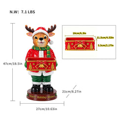 Christmas Reindeer Statue with Storage Tray, Holiday Tabletop Organizer, Candy Dish & Coffee Table Decor for Living Room