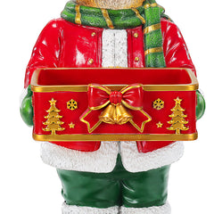 Christmas Reindeer Statue with Storage Tray, Holiday Tabletop Organizer, Candy Dish & Coffee Table Decor for Living Room