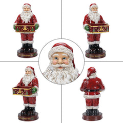Christmas Santa Claus Statue with Storage Tray, Holiday Tabletop Organizer, Candy Dish & Coffee Table Decor for Living Room